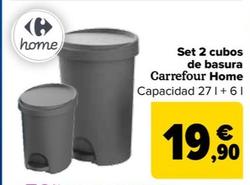 Oferta de Carrefour Home - Set 2 Cubos  De Basura   por 19,9€ en Carrefour