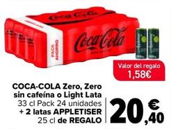 Oferta de Coca-cola - Zero + 2 Latas Appletiser De Regalo por 20,4€ en Carrefour
