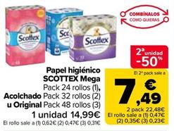 Oferta de Scottex - Papel Higiénico Mega Acolchado U Original por 14,99€ en Carrefour