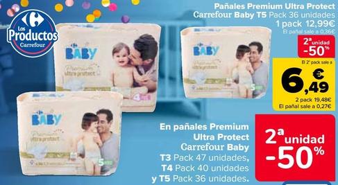 Oferta de Carrefour Baby - Pañales Premium Ultra Protect T5 por 13,09€ en Carrefour