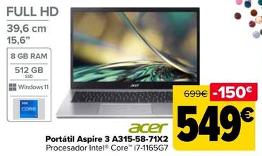 Oferta de Acer - Portátil Aspire 3 A315-58-71X2 por 549€ en Carrefour