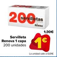 Oferta de Renova - Servilleta 1 Capa por 1€ en Carrefour