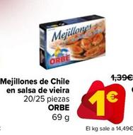 Oferta de Orbe - Mejillones De Chile  En Salsa De Vieira 2025 Piezas   por 1€ en Carrefour
