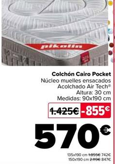 Oferta de Pikolin - Colchón Cairo Pocket por 570€ en Carrefour