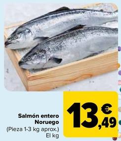 Oferta de Salmón Entero Noruego por 13,49€ en Carrefour