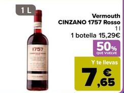 Oferta de Cinzano - Vermouth  1757 Rosso por 15,29€ en Carrefour