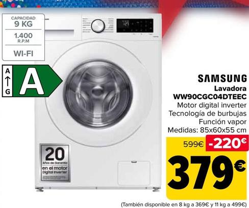 Oferta de Samsung - Lavadora Ww90Cgc04Dteec por 379€ en Carrefour