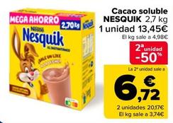 Oferta de Nestlé - Cacao Soluble  Nesquik por 13,45€ en Carrefour