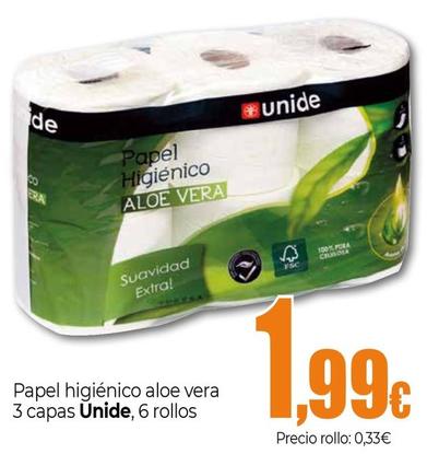 Oferta de Unide - Papel Higiénico Aloe Vera 3 Capas por 1,99€ en Unide Supermercados