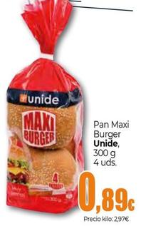 Oferta de Unide - Pan Maxi Burger por 0,89€ en Unide Supermercados