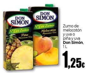 Oferta de Don Simón - Zumo De Melocoton Y Uva O Pina Y Uva por 1,25€ en Unide Supermercados