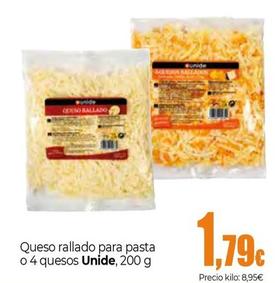 Oferta de Unide - Queso Rallado Para Pasta O 4 Quesos por 1,79€ en Unide Supermercados