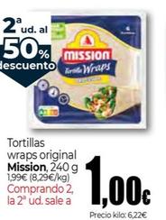 Oferta de Mission - Tortillas Wraps Original por 1€ en Unide Market