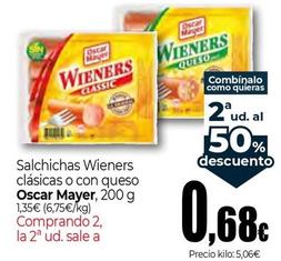 Oferta de Oscar Mayer - Salchichas Wieners Clasicas O Con Queso por 1,35€ en Unide Market