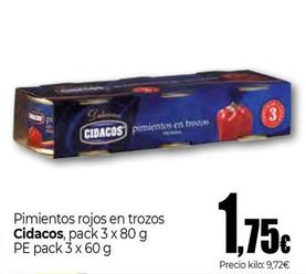 Oferta de Cidacos - Pimientos Rojos En Trozos por 1,75€ en Unide Supermercados