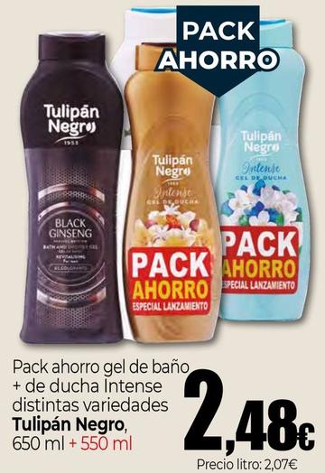 Oferta de Tulipán Negro - Pack Ahorro Gel De Bano + De Ducha Intense por 2,48€ en Unide Supermercados