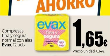 Oferta de Evax - Compresas Fina Y Segura Normal Con Alas por 1,65€ en Unide Supermercados