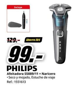 Oferta de Philips - Afeitadora S5889/11 + Naricero por 99€ en MediaMarkt