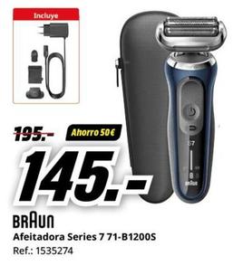 Oferta de Braun - Afeitadora Series 7 71-B1200S por 145€ en MediaMarkt