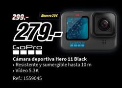 Oferta de Gopro - Cámara Deportiva Hero 11 Black por 279€ en MediaMarkt