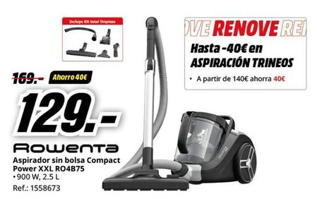 Oferta de Rowenta - Aspirador Sin Bolsa Compact Power XXL RO4B75 por 129€ en MediaMarkt