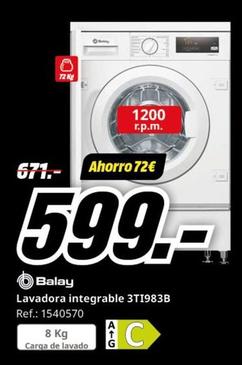Oferta de Balay - Lavadora Integrable 3T1983B por 599€ en MediaMarkt