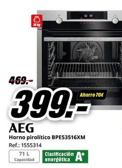 Oferta de Aeg - Horno Pirolítico BPE53516XM  por 399€ en MediaMarkt