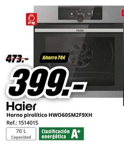 Oferta de Haier - Horno Pirolítico HW060SM2F9XH por 399€ en MediaMarkt