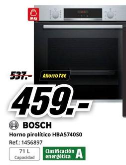 Oferta de Bosch - Horno Pirolítico HBA5740S0 por 459€ en MediaMarkt