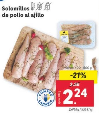 Oferta de Solomillos De Pollo Al Ajillo por 2,24€ en Lidl