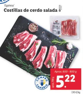 Oferta de Egatesa' - Costillas De Cerdo Salada por 5,22€ en Lidl