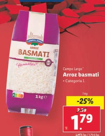 Oferta de Campo Largo - Arroz Basmati por 1,79€ en Lidl