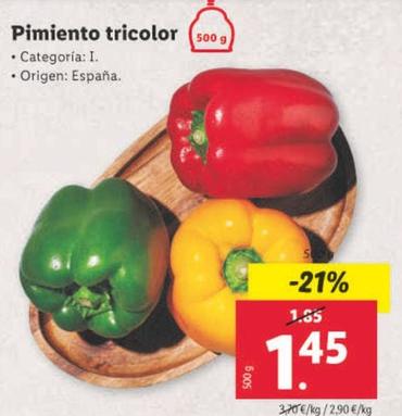 Oferta de Pimiento Tricolor por 1,45€ en Lidl