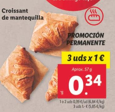 Oferta de Croissant De Mantequilla por 0,34€ en Lidl