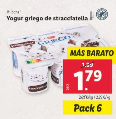 Oferta de Milbona - Yogur Griego De Stracciatella por 1,79€ en Lidl