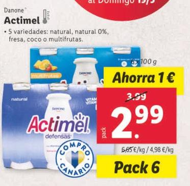 Oferta de Danone - Actimel por 2,99€ en Lidl