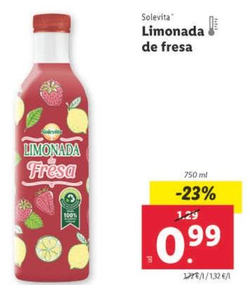 Oferta de Solevita - Limonada De Fresa por 0,99€ en Lidl