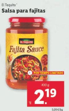 Oferta de El Tequito - Salsa Para Fajitas por 2,19€ en Lidl