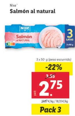 Oferta de Nixe - Salmón Al Natural por 2,75€ en Lidl