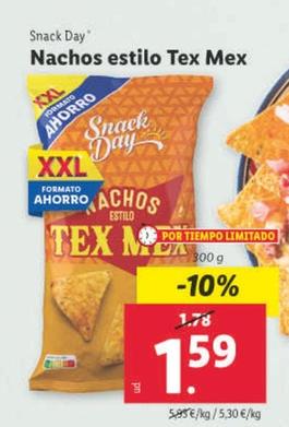 Oferta de Snack Day - Snack Nachos Estilo Tex Mex por 1,59€ en Lidl