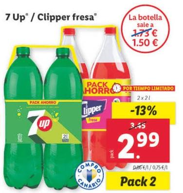 Oferta de 7 Up - Clipper Fresa por 2,99€ en Lidl