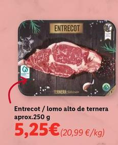 Oferta de Entrecot / Lomo Alto De Ternera por 5,25€ en Lidl