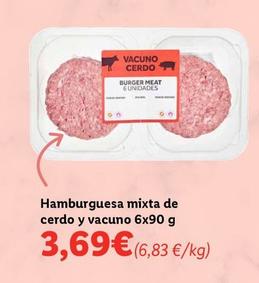 Oferta de Hamburguesa Mixta De Cerdo Y Vacuno por 3,69€ en Lidl