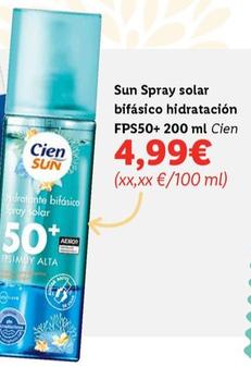 Oferta de Cien - Sun Spray Solar Bifasico Hidratacion FPS50+ por 4,99€ en Lidl