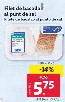 Oferta de Filete De Bacalao Al Punto De Sal por 5,75€ en Lidl