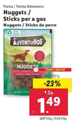 Oferta de Purina - Nuggets / Sticks De Perro por 1,49€ en Lidl