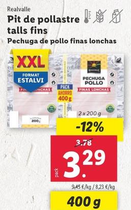 Oferta de Realvalle - Pechuga De Pollo Finas Lonchas por 3,29€ en Lidl