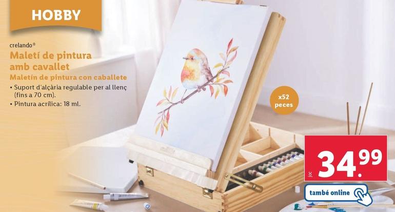 Oferta de Crelando - Maletin De Pintura Con Caballete por 36,99€ en Lidl