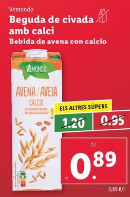 Oferta de Vemondo - Bebida De Avena Con Calcio por 0,89€ en Lidl