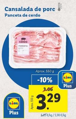 Oferta de Panceta De Cerdo por 3,29€ en Lidl